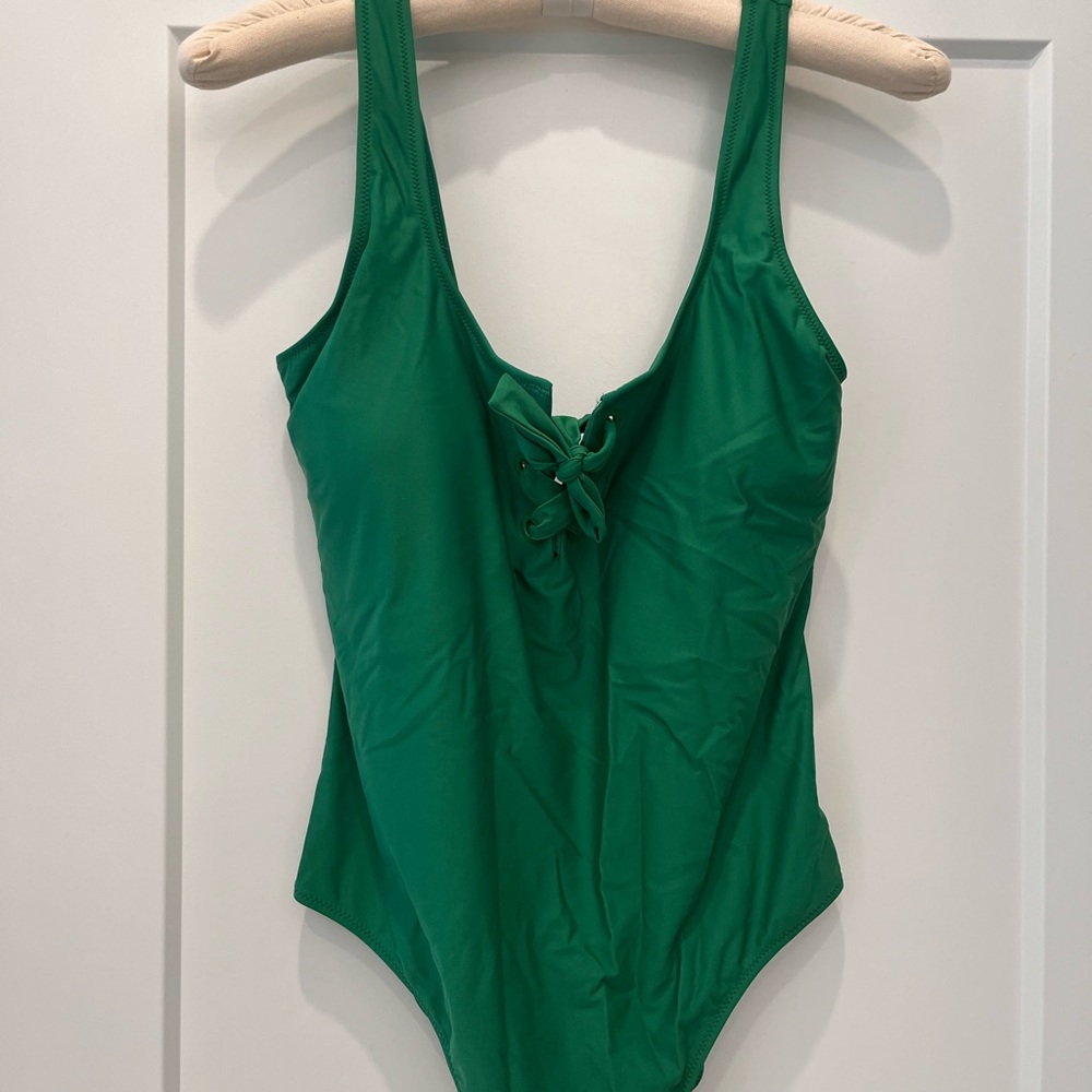 aerie Green Lace-Up One-Piece Swimsuit